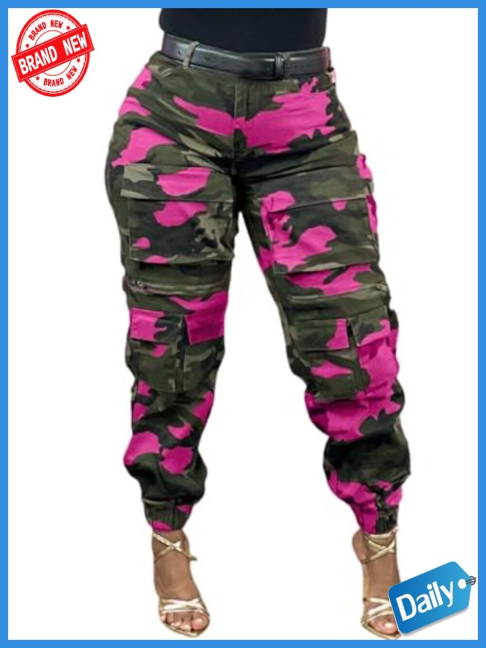 Baggy Cargo Jeans Women High Waisted Wide Leg Camo Army Fatigue Pants Plus Size